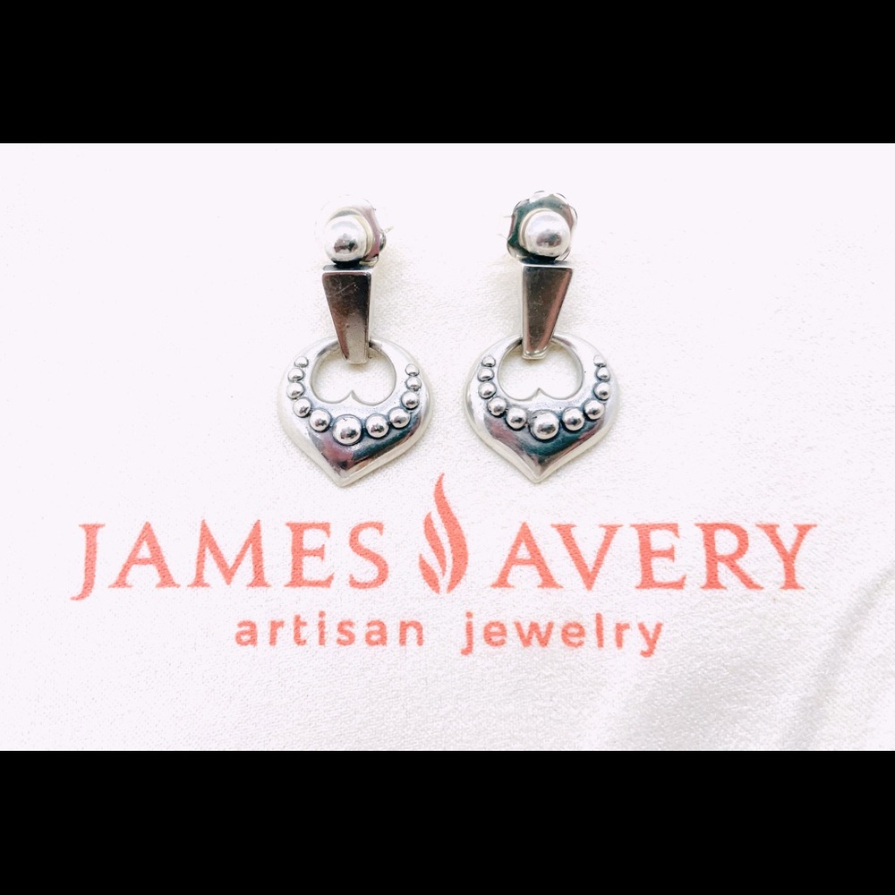 James Avery Door Knocker Bead Open Heart Earrings